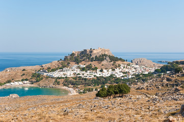Fototapeta na wymiar Przegląd Lindos na wyspie Rodos, w Grecji.
