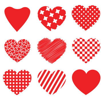 red vector heart collection