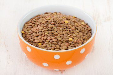 lentil in orange bowl