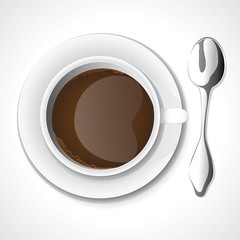 Cup of coffee and spoon.