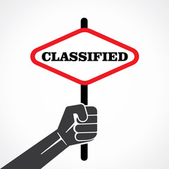 classified word banner hold in hand stock vector