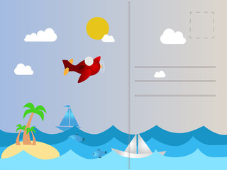 Tropical island postcard