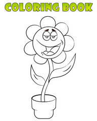 Coloring book with a flower. Cartoon Illustration