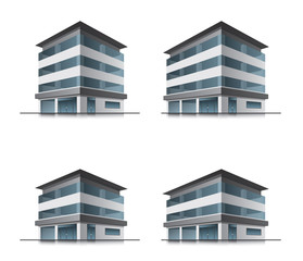 Set of four hotel or office vector building icons
