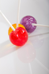 colorful lolly pops on white