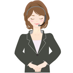 オペレータ イラスト　謝罪　困る　謝る