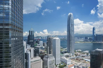 Foto auf Leinwand Luftaufnahme der Stadt Hongkong © leeyiutung