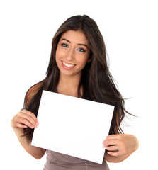 Naklejka premium Beautiful girl and sign