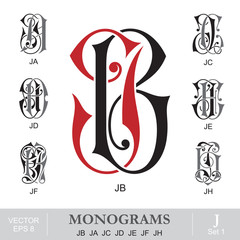 Vintage Monograms JB JA JC JD JE JF JH