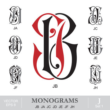 Naklejki Vintage Monograms JB JA JC JD JE JF JH