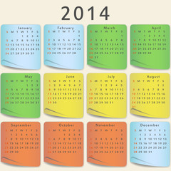 Colorful calendar 2014 year