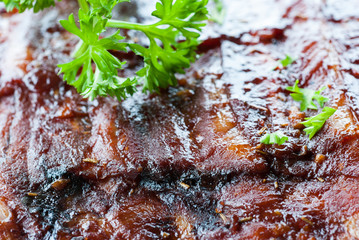 grilled juicy barbecue pork ribs