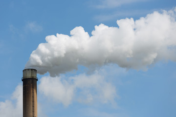 Industrial smoke stack of a power plant.