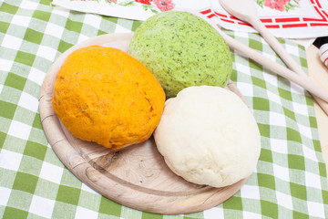 Raw dough. Balls of dough
