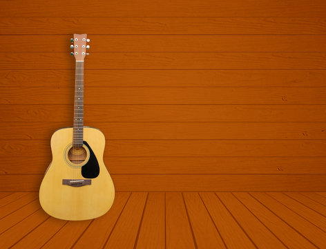 Guitar in blank room background