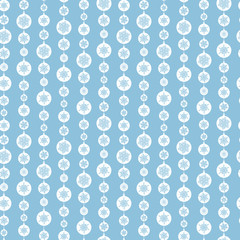 Vector Blue and White Colorful Snowflakes Stripes Seamless