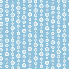 Vector Blue and White Colorful Snowflakes Stripes Seamless