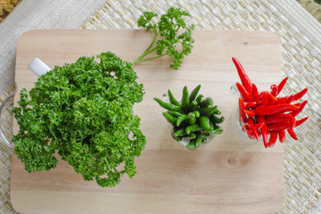 Green and red pepper isolated on a white background