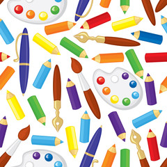Art supplies pattern seamless