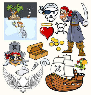 Pirates Vector Illustrations Set