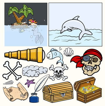 Pirates Elements Vector - Treasure Hunt
