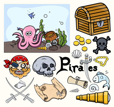 Pirates Vector Elements - Treasure Hunt