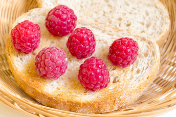 Toasts with raspberry