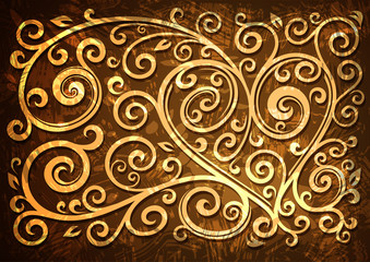 Abstract brown grunge vector floral illustration.