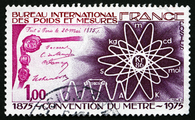 Postage stamp France 1975 Meter Convention Document