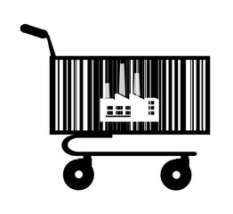 Achat d'une usine dans un caddie de supermarché