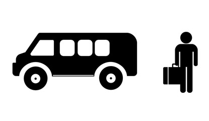 Touriste et un mini bus