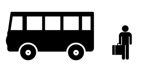 Touriste avec sa valise à coté d'un bus © Atlantis