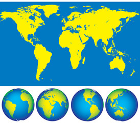 Fototapeta na wymiar Map and globes