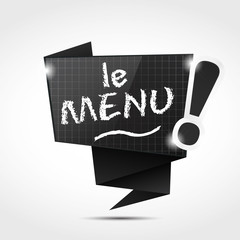 bulle origami ardoise : le menu