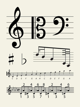 Set of different music notes