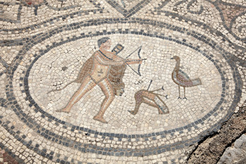 Ancient Roman mosaic in Volubilis, Morocco, North Africa