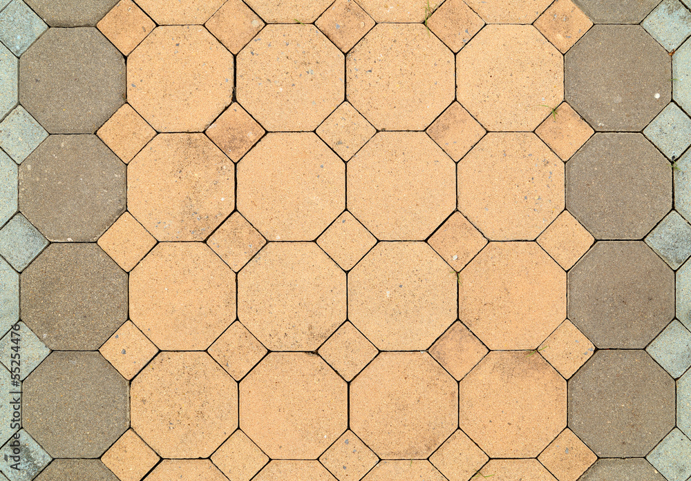 Wall mural brick octagonal walkway pavement texture