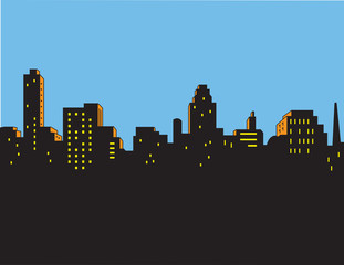 Obraz premium Retro Classic City Skyline