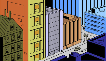 Retro Comics City Street Scene