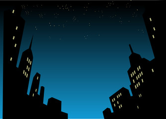 Naklejka premium Night City Skyline Background