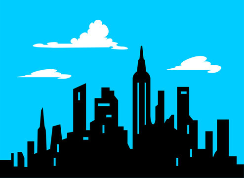 Graphic Style Cartoon City Skyline