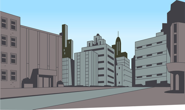 Comics City Street Scene Background