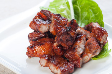 grilled barbecue pork belly with rice