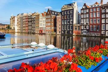 Fototapete Rund Traditional dutch buildings, Amsterdam © sborisov
