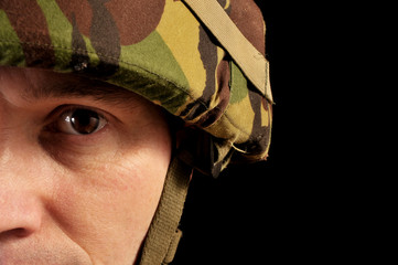 Half Face Portrait Of British Soldier