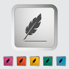 Feather. Single icon. Vector illustration.