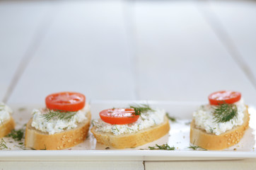 Cottage cheese sandwiches set
