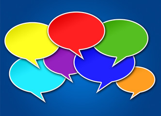 Colorful Chat Bubbles on Blue Background