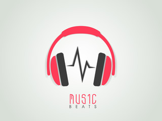 Musical background with headphone and beats, can be use as banne