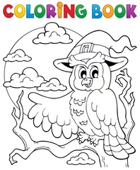 Photo sur Plexiglas Pour enfants Livre de coloriage Halloween hibou 1